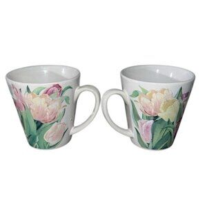 Lady Jayne Ltd Floral Tulip Design Ceramic Mugs Set Of 2